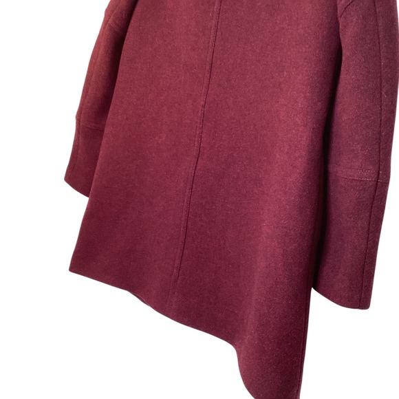 J.Crew Women Stadium Cloth Wool Parka Nello Gori Burgundy Hooded Coat Size 6 EUC - Picture 8 of 12